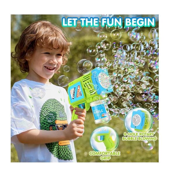 2 Pack Bubble Gun Machine Automatic Light Up, 4 Bottles 10 Bags Refill Solution - Picture 6 of 8